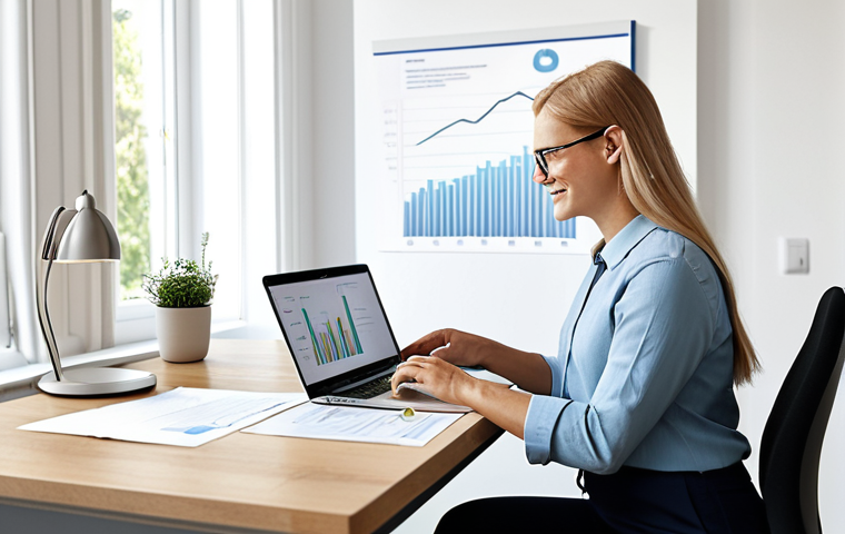 공무원 생활에 필요한 재무 관리 - **Loan Optimization:** "A modern Swedish home office setting. A state employee, fully clothed in a s...