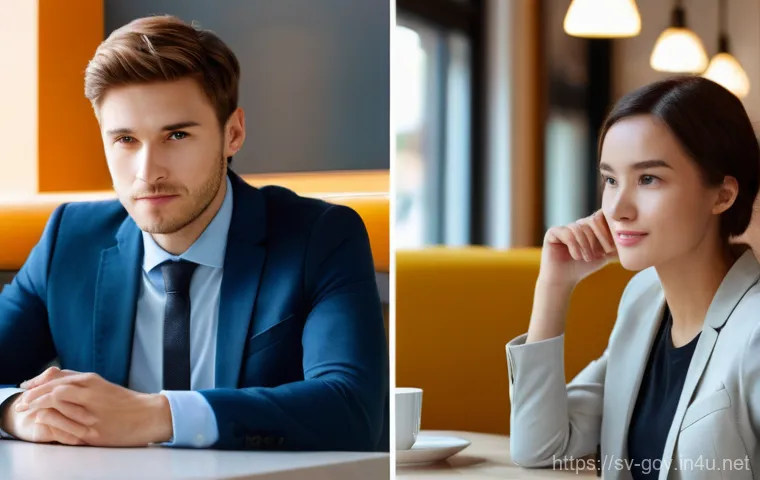 공무원 면접에서 하지 말아야 할 말 - Image Prompt 1: Professional Reflection vs. Casual Complaint**