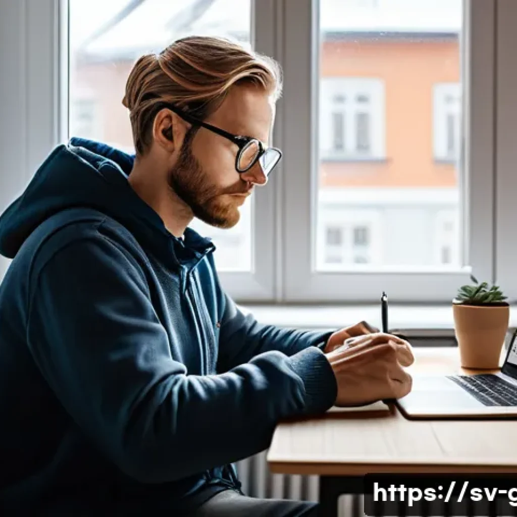 공무원 시험과 관련된 온라인 자료 추천 및 활용법 - A focused young Swedish adult studying for a government service exam at home, using a laptop with in...