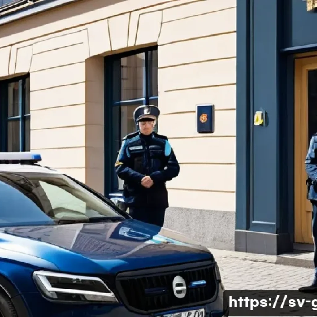 공무원 시험 응시 연령 제한과 전략 - A professional Swedish police officer in full uniform standing confidently outside a modern police s...