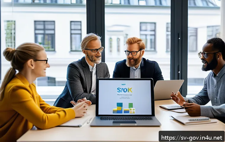 공무원 시험과 관련된 공신력 있는 자료 추천 - A modern Swedish public sector training session in a bright, contemporary office setting, showing a ...