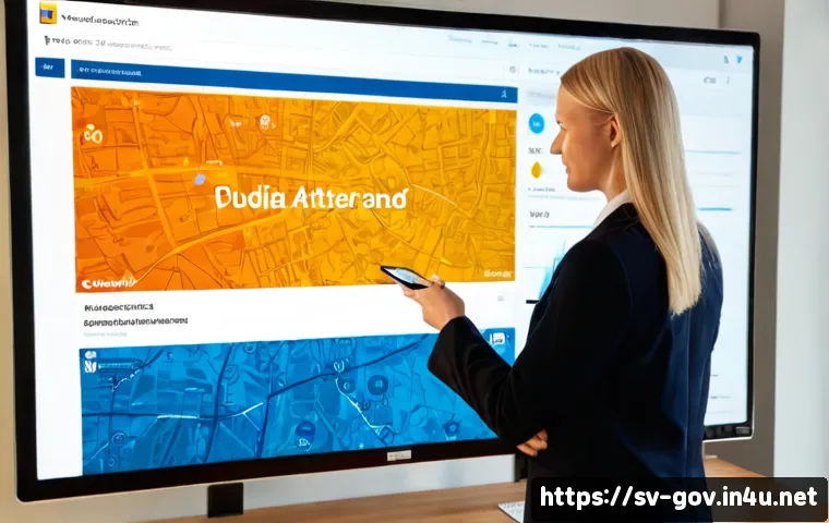 Home 30 공무원 직무와 연관된 IT 기술 트렌드 - Photorealistic modern Swedish municipal office, a public-sector employee reviewing a secure digital ...
